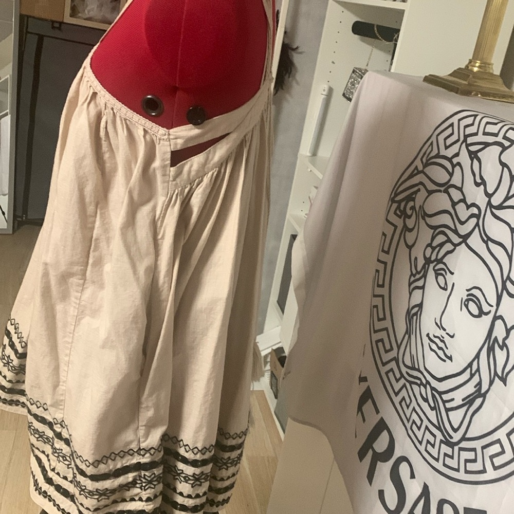 FREE PEOPLE Batiste Kashmir Embroidered Tent Dress Biscotti Beige - Picture 5 of 10